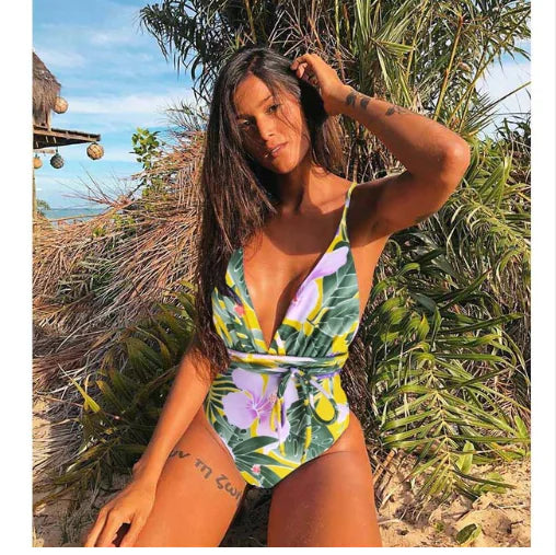 2020 New Women's Sexy Backless One-Piece Swimsuit