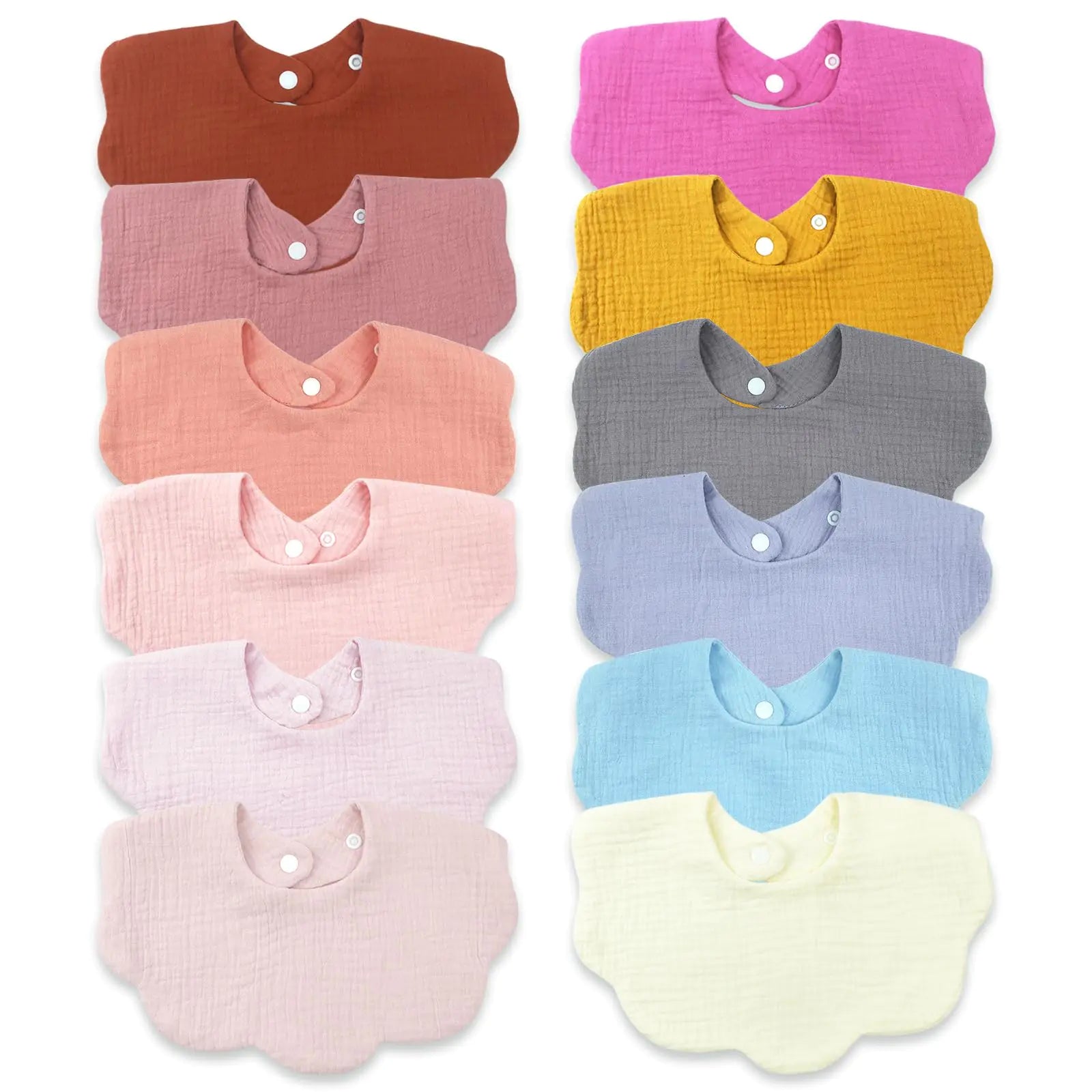 12PCS Baby Bibs Drool Bibs for Baby Girl Boy 4-Layer 100% Muslin Cotton Teething Bibs Drooling Bibs Absorbent&Soft&Breathable Scarf Muslin Baby Bibs