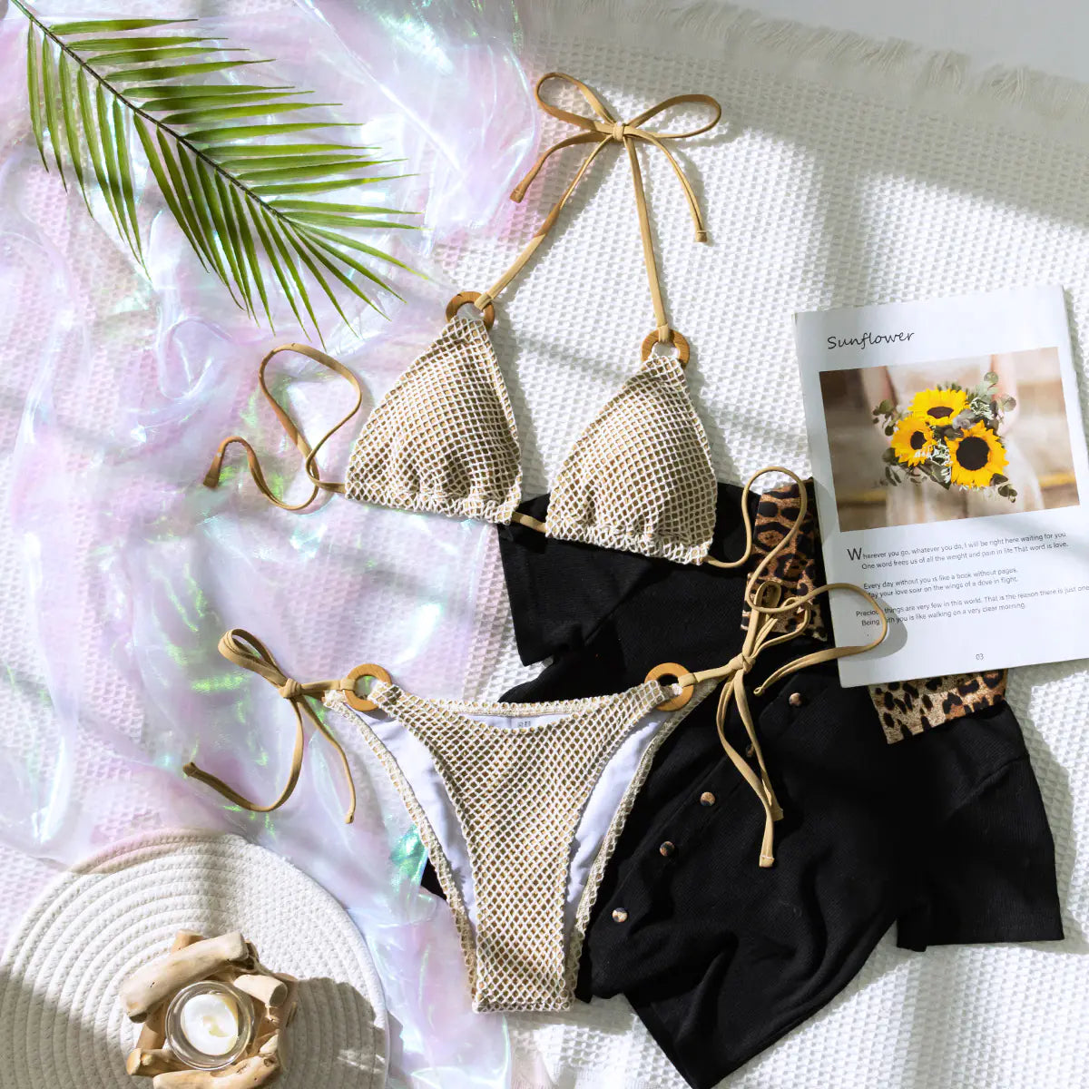 2023 Women's Bikini Set with Unique Fabric and Ties