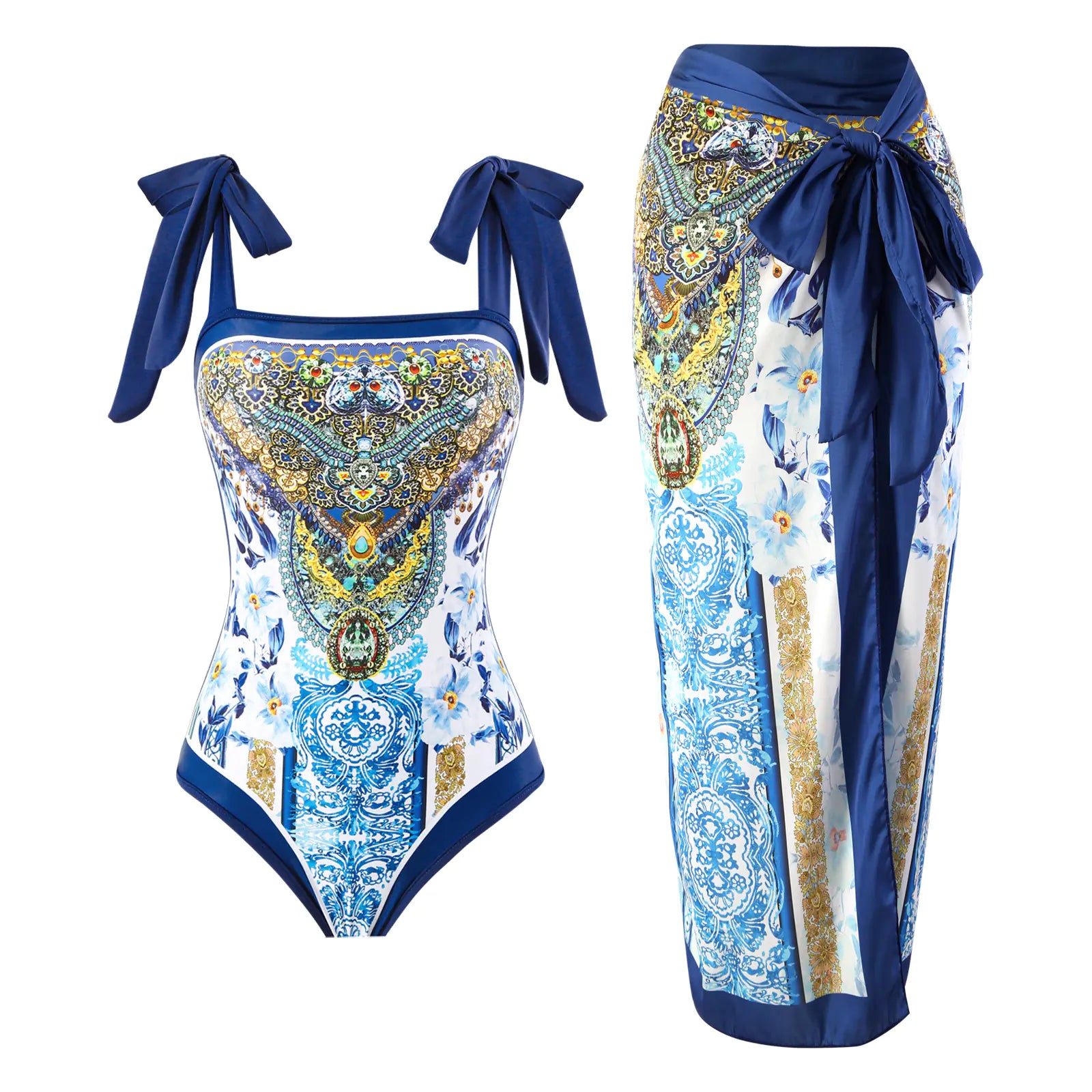 2024 Vintage French Style One-Piece Swimsuit Set