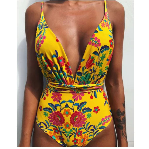 2020 New Women's Sexy Backless One-Piece Swimsuit