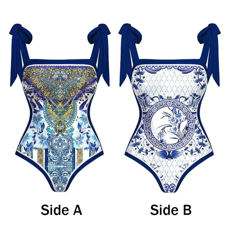 2024 Vintage French Style One-Piece Swimsuit Set