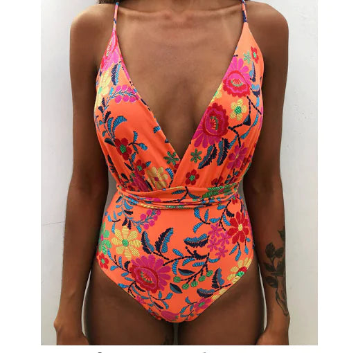 2020 New Women's Sexy Backless One-Piece Swimsuit