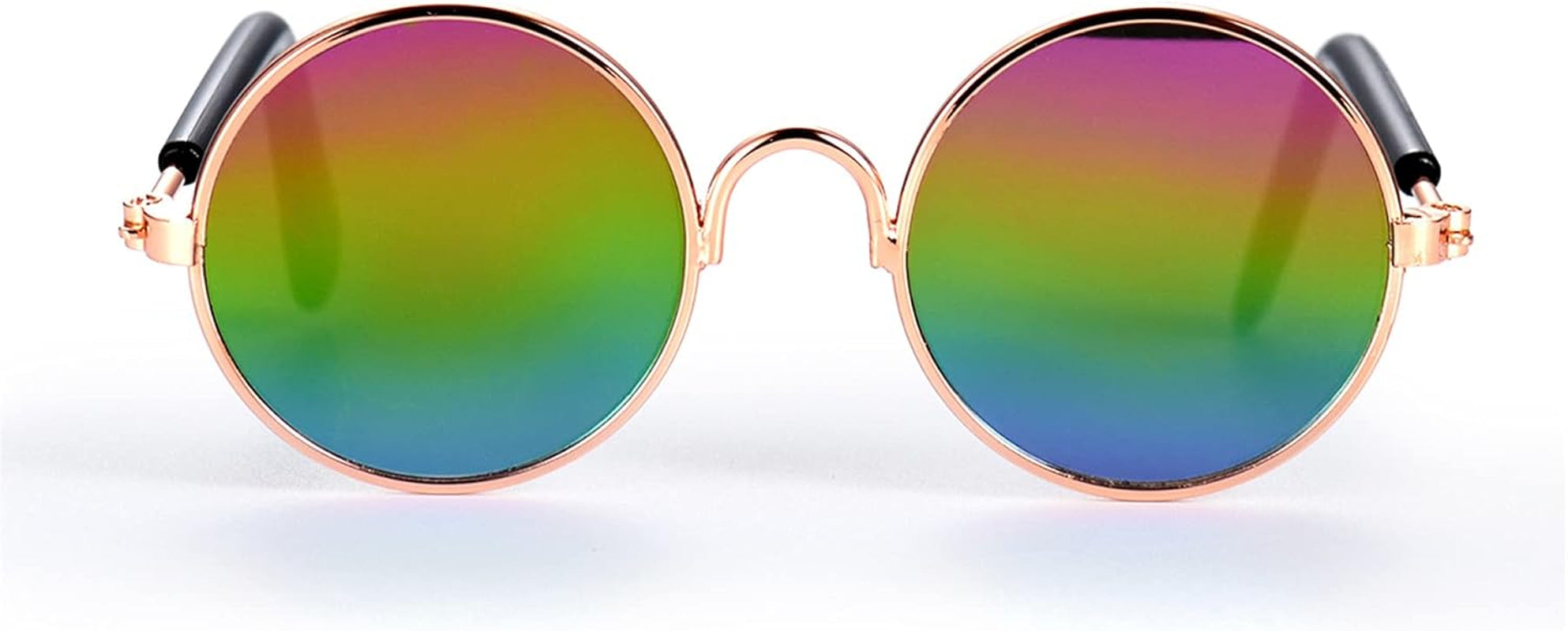 3 Pack Pet Small Dog Cat round Sunglasses, Dog Goggles for UV Stop Waterproof Windproof Anti-Fog Eye Protection, and Fashion Costume Pet Gold Chain Collar