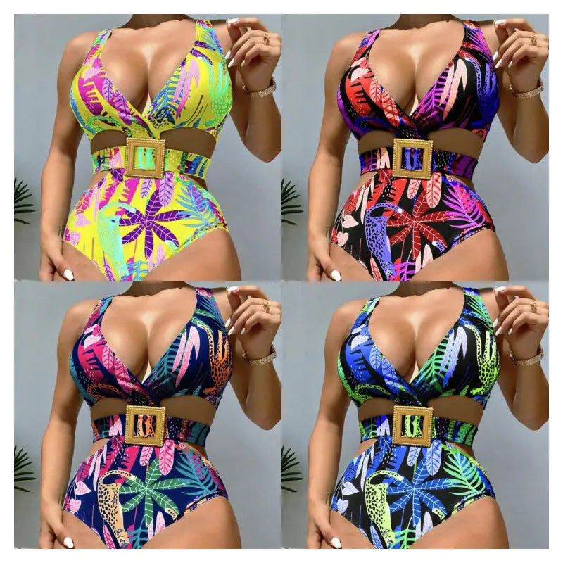 2024 Women's High-Waisted Printed Swimsuit One-Piece