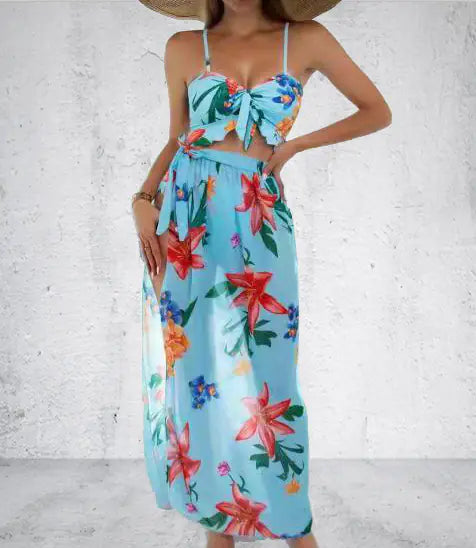 2022 Plant Print Bikini Set - Three Piece Swimwear